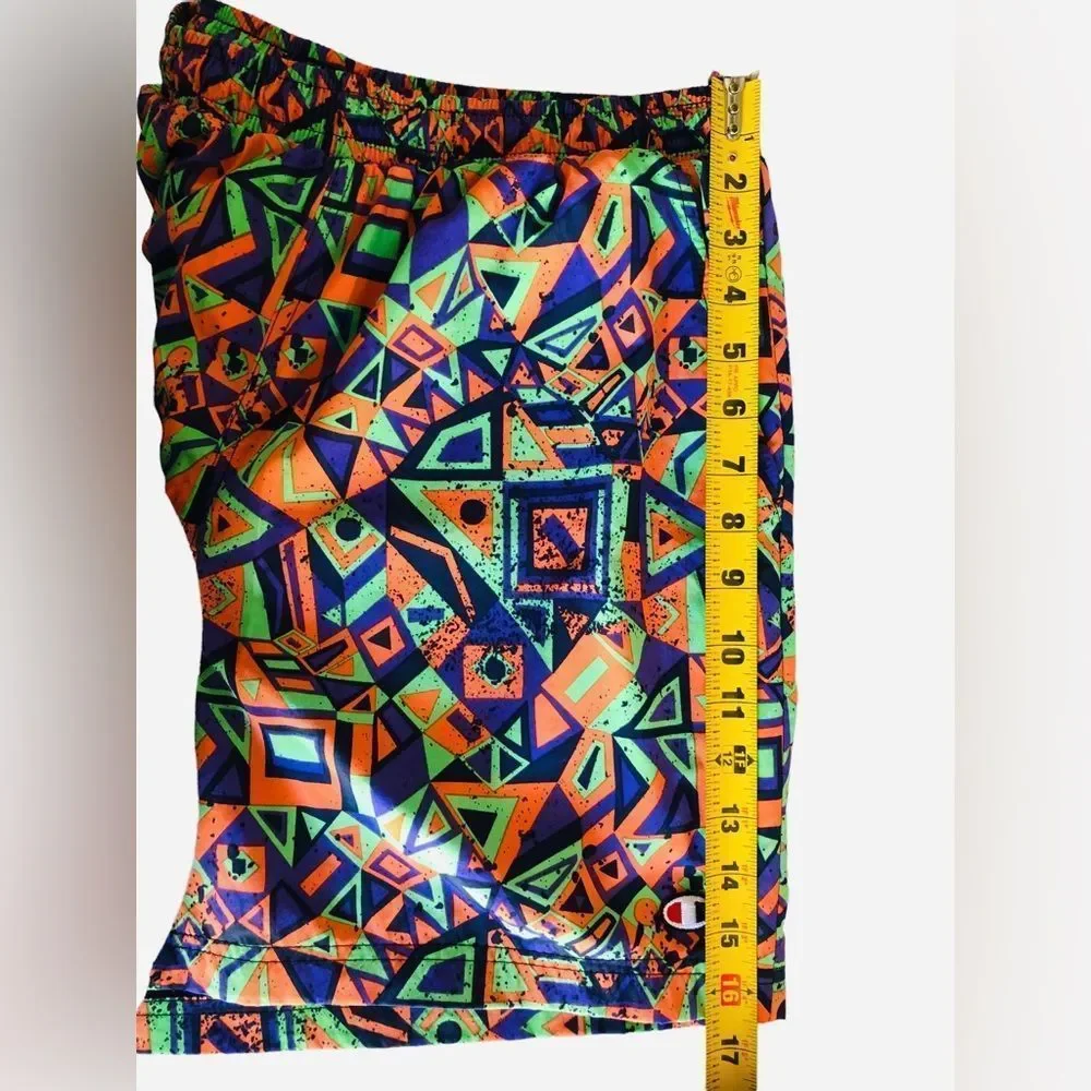 Special Edition MTV Champion All Over Geometric 90s Swim Trunks Shorts Medium.